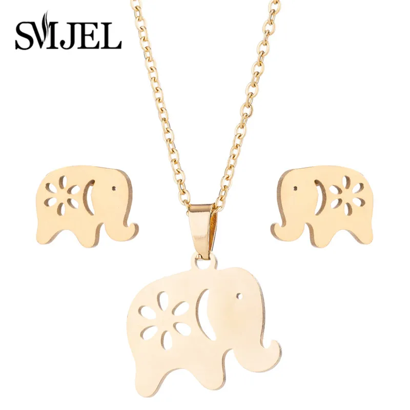 Cute Stainless Steel Butterfly Necklace & Earrings Set