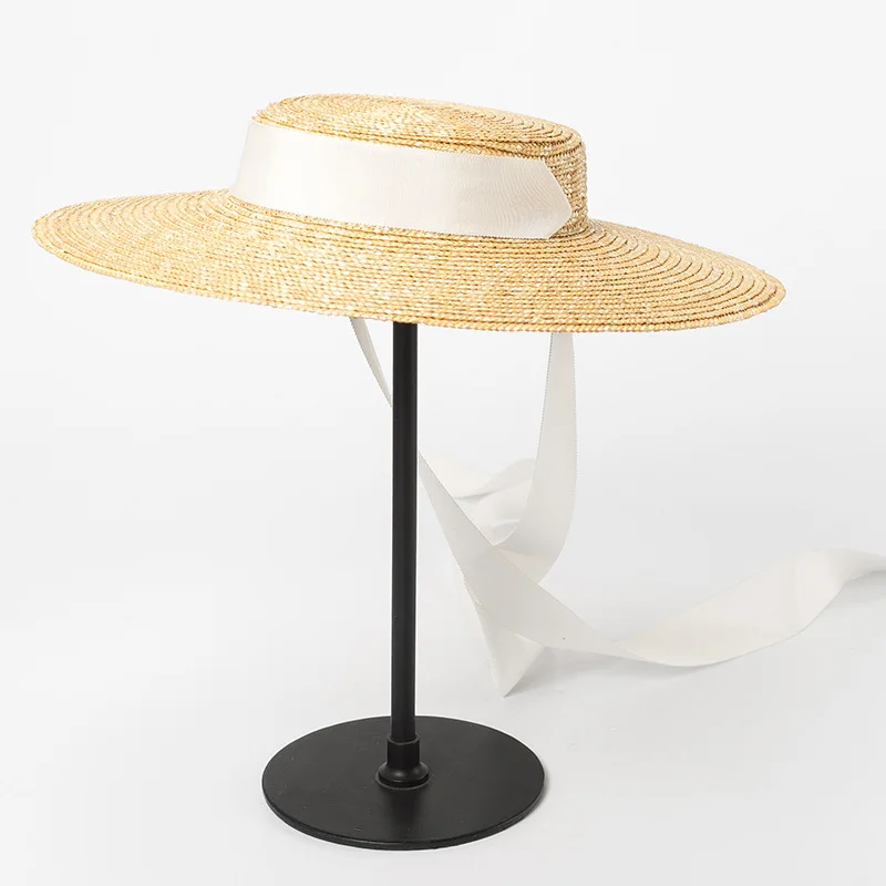 Wholesale Wide Brim Straw Hat For Women Long Ribbon Ladies Beach Hats Fashion Dress Up Children Summer Sun Visor Caps