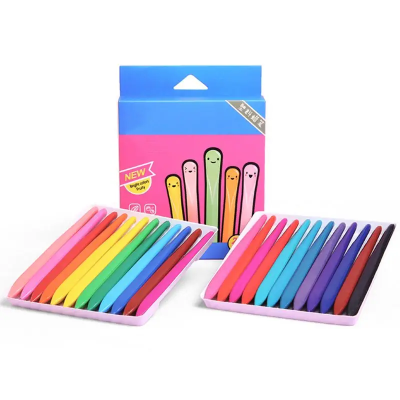24 pz/scatola colorato Non tossico vernice cera triangolo pastelli per bambini bambini bambino scuola materna educazione precoce disegno