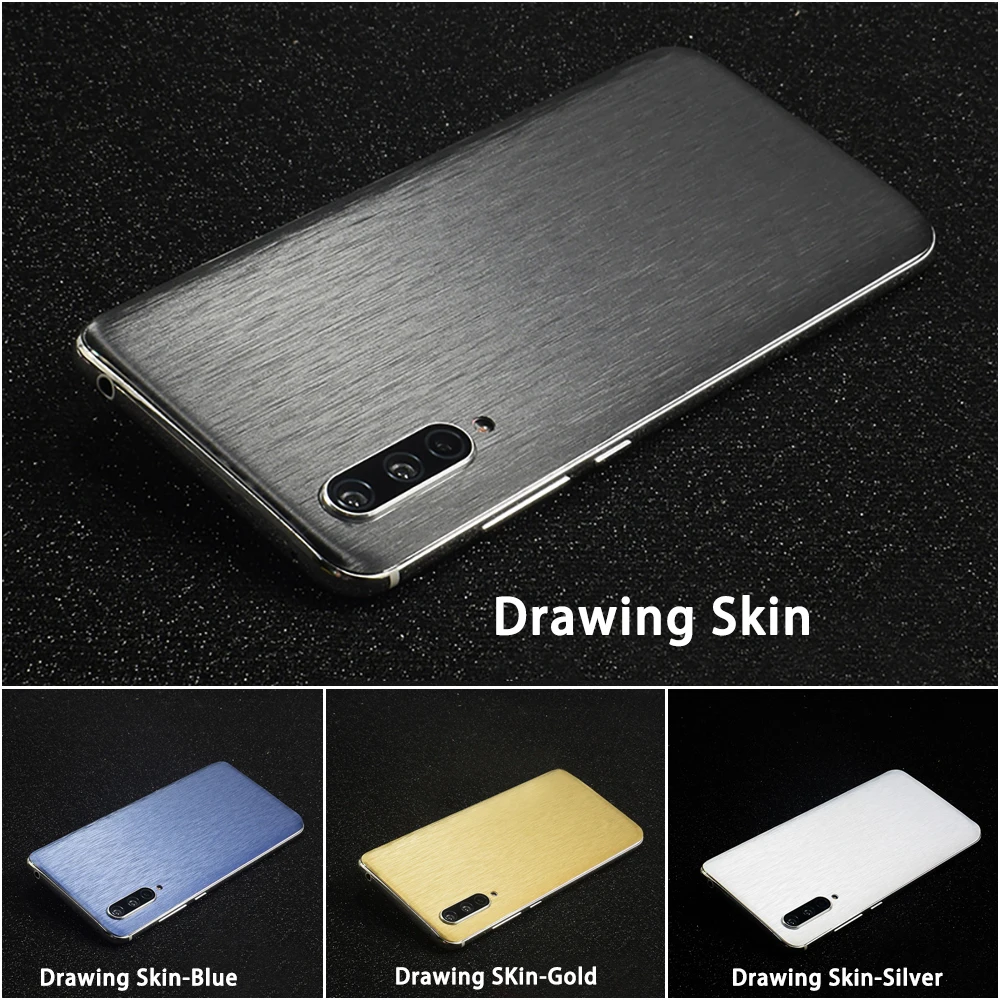 High Simulation Metal Brushed Phone Back Paste Sticker For XIAOMI Mi 10 Pro 5G 9 CC9e Mi8 SE MIX 3 2S Redmi K20 30 Note 8 Pro 7