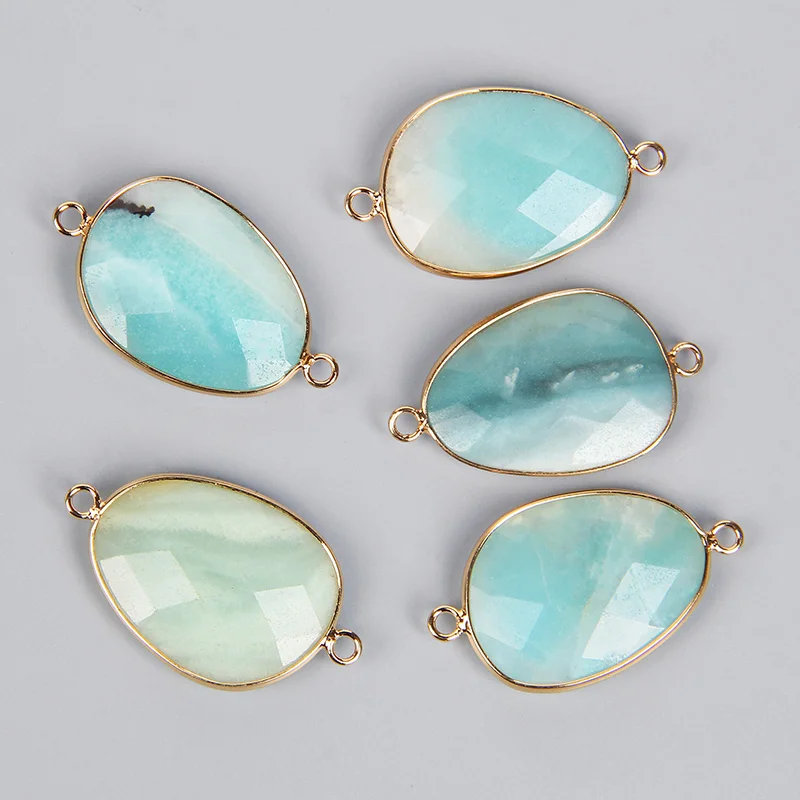 2PCS Natural Stone Slice Charm Pendants for DIY Jewellery Making