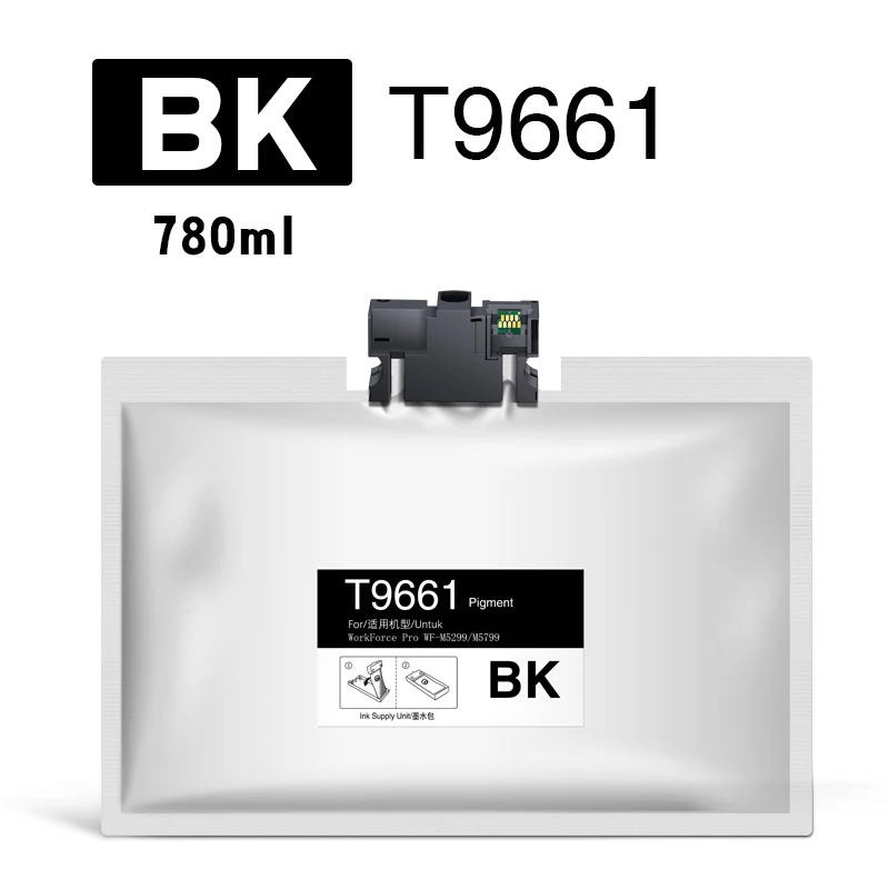 خرطوشة حبر سوداء متوافقة مع طابعة Epson T9641 T9651 T9661 WorkForce Pro WF-M5299 WF-M5799