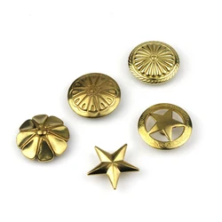 1 x Brass screwback conchos rivets flower star decorative buttons for leather craft wallet bag saddle belt decor