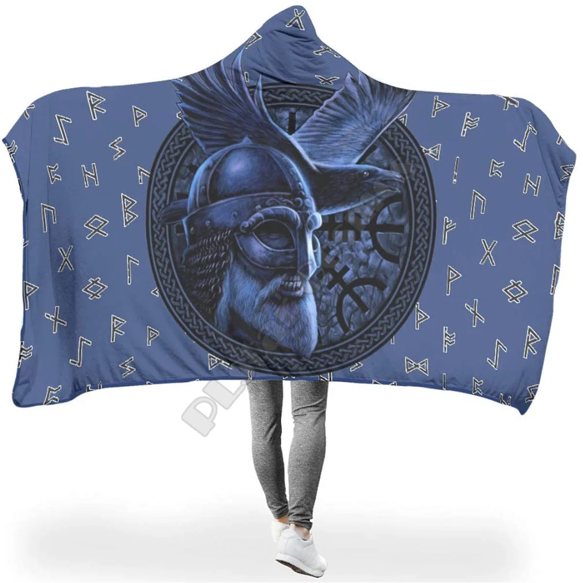 

Viking Tattoo Hooded Blanket Adult colorful child Sherpa Fleece Wearable Blanket Microfiber Bedding Drop Shipping 03