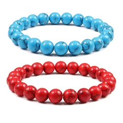 8mm Colorful Natural Stone Beaded Men Bracelet Meditation Buddha Elastic Bracelets Women Charms Jewelry Healing Yoga Accessories