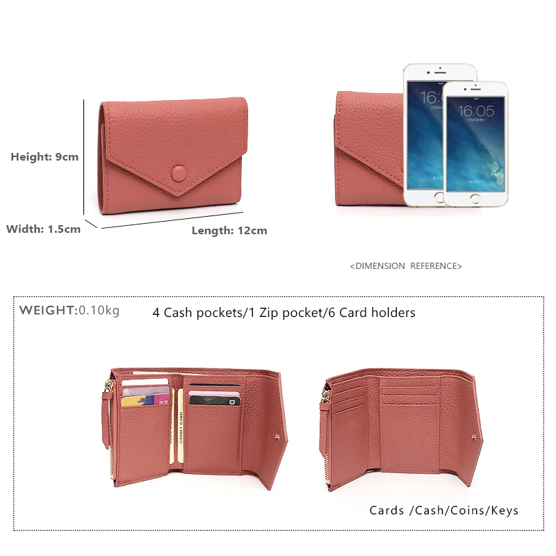 SC Genuine Leather Wallet For Women Functional Multi Card Coin Cash Anti-Theft Purses For Ladies Cowhide Practical Design