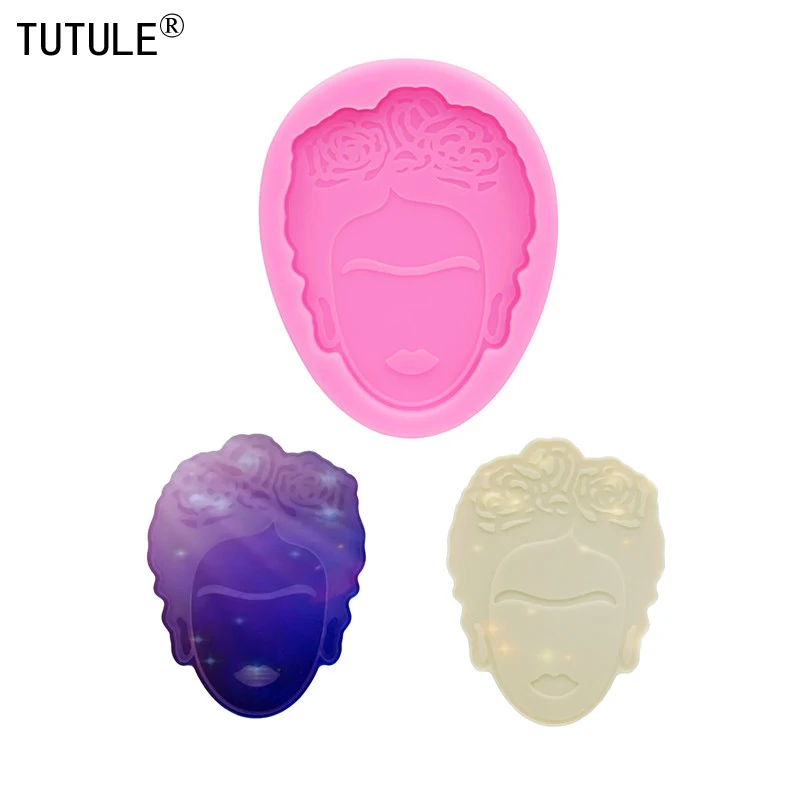 Shiny rose head silicone mold casting epoxy art supplies keychain Earring and polymer clay Mould Food Grade Baking Mould