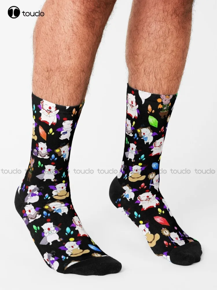 Final Fantasy Moogles Socks calzini lunghi bianchi calzini Unisex per adolescenti adulti personalizzati personalizzati con stampa digitale a 360 °