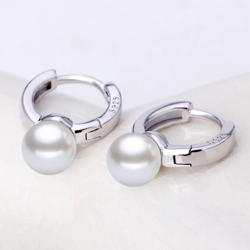 Solid 925 Sterling Silver Pearl Drop Earrings For Woman Hot Fashion Jewelry FQL22097
