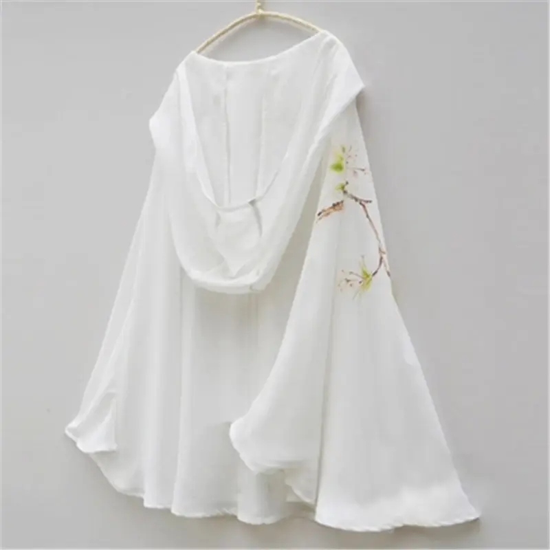 2021 Cloak Women\'s Summer Short Antique Coat Chinese Chiffon Sunscreen Clothes Retro Outing Shawl Hanfu Female Cape Tops zh764