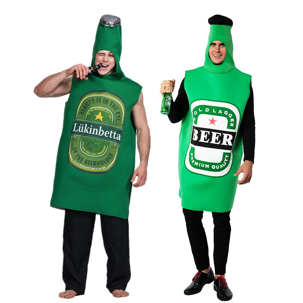 Men's Beer Bottle Halloween Costume Adult Lightweight Drink Outfits Carnival Easter Purim Fancy Dress
