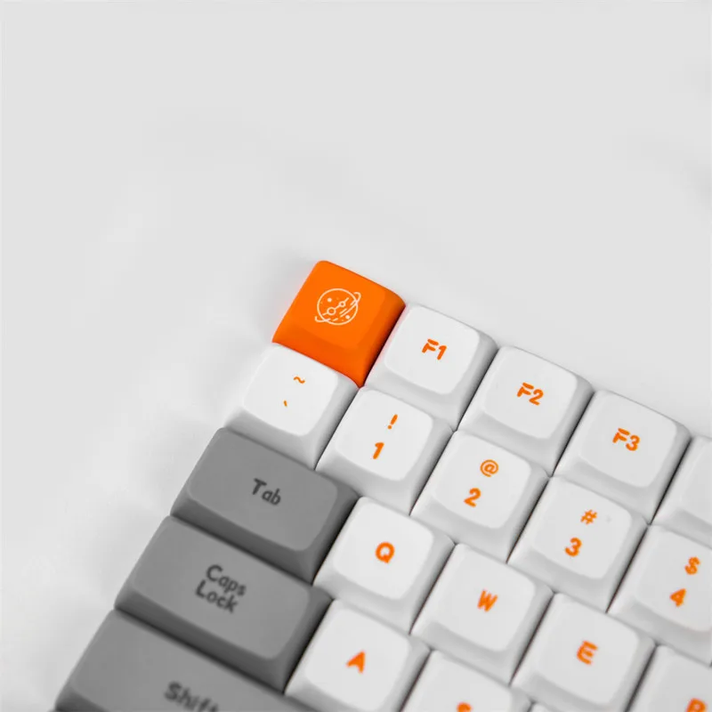 XDA-Teclado mecánico con dibujo animado de planeta feliz, juego completo de teclas PBT con personalidad y dibujo animado, suplemento 7U