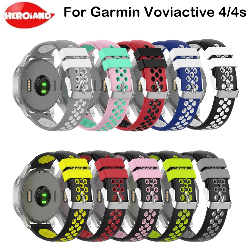 Correa de muñeca de repuesto de 18MM y 22MM para reloj inteligente Garmin Vivoactive 4S, correas de silicona para bandas Garmin Vivoactive 4/4S
