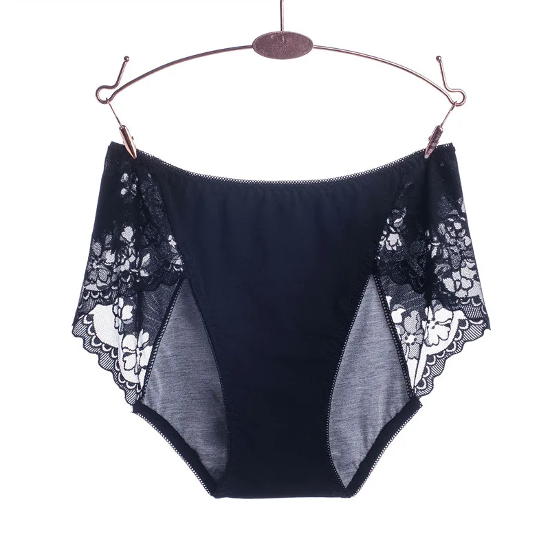 Calcinha fisiológica feminina, calcinha de algodão à prova de vazamento, roupa interior à prova d'água plus size, cintura alta, rendas quentes, calcinhas femininas