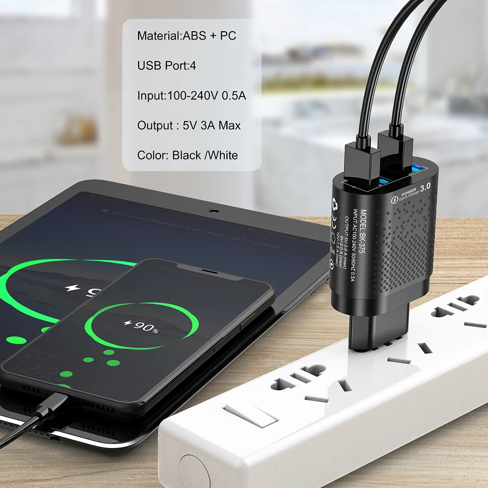 FLOVEME ładowarka USB 48W ue/usa ładowarka do telefonu szybkie ładowanie 3.0 dla iPhone 12 11 3A szybkie ładowanie dla Xiaomi ładowarka do telefonu komórkowego