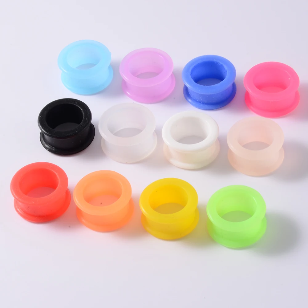 2pcs Hollow Flexible Silicone Ear Tunnel Plugs Gauge Colorful Double Flared Flesh Expander Stretchers Piercing Jewelry 3mm-20mm