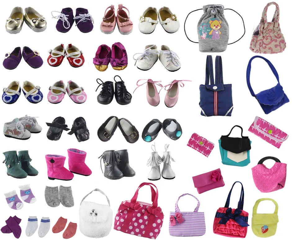 

Doll Accessory,5 pairs of shoes +5 bags +5 pairs of socks Fits 18 Inch American Doll