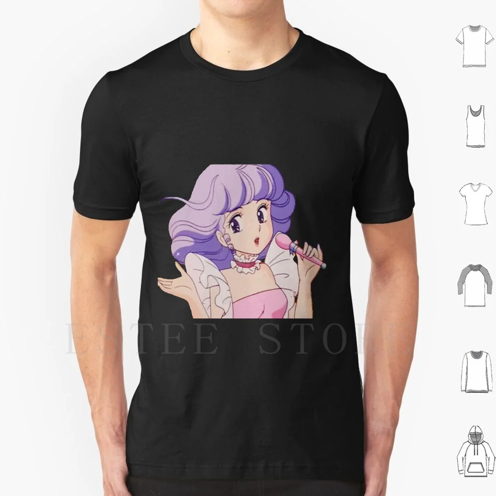 Creamy Mami T Shirt DIY Big Size 100% Cotton Girls Womens Cute Kawai Singing Anime Manga Purple Micro Pink Outfit Makeup Eyes