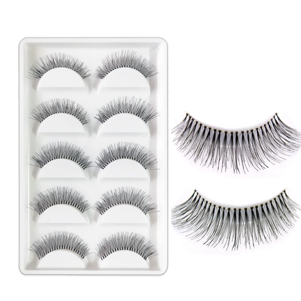 5 Pairs/lot Natural Sparse Cross Eye Lashes Extension Makeup Long False Eyelashes Mink Individual Eyelash