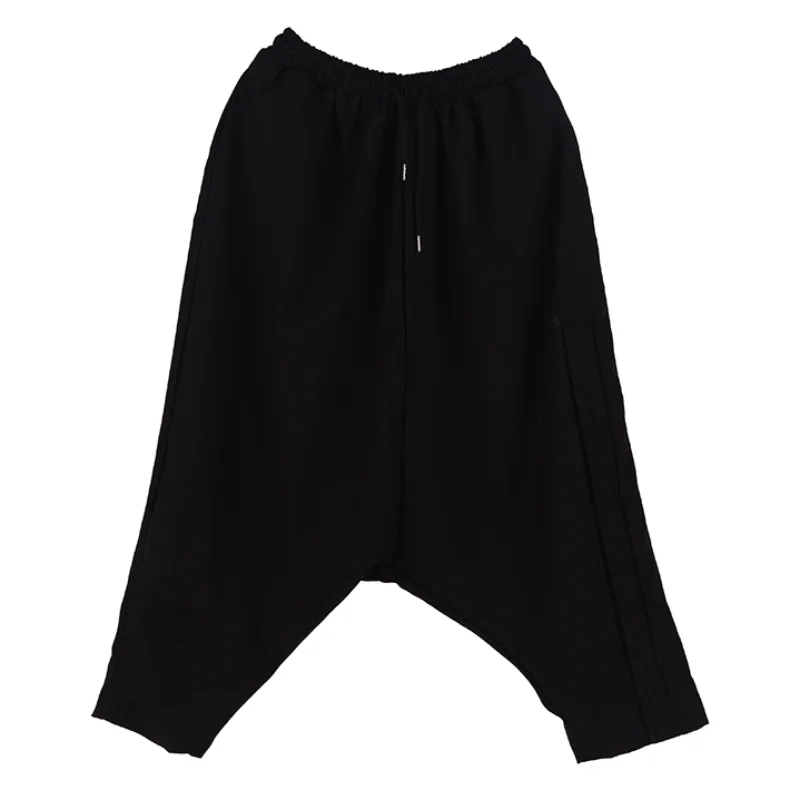 Men's Yamamoto style eight-point small foot span pants loose type large black casual pants fashion pants