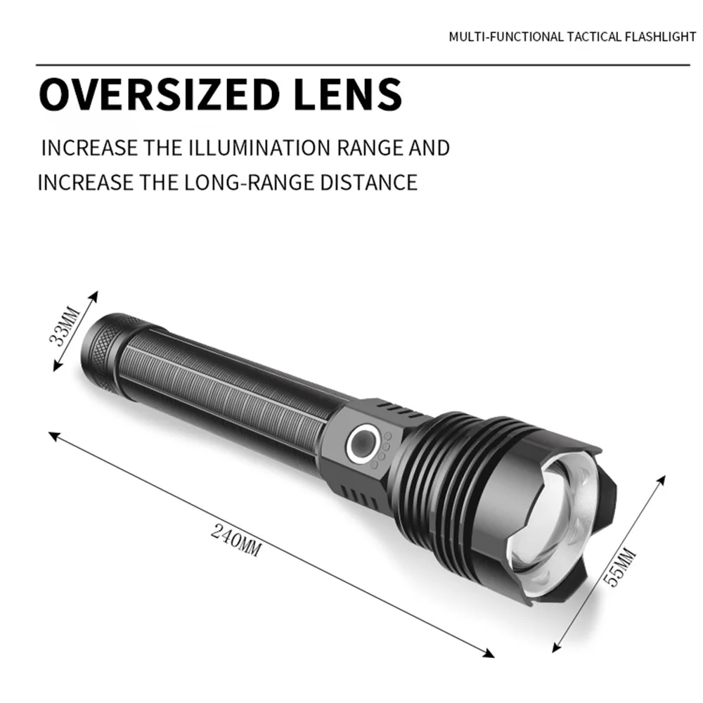 مصباح يدوي قوي XHP70.2 LED مقاوم للماء التكبير الشعلة 5 طرق USB مصباح قابل للشحن استخدام 26650 بطارية مصباح محمول محمول