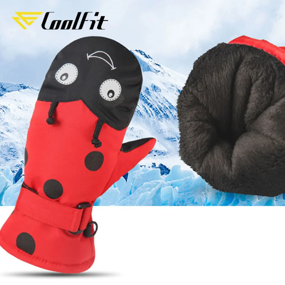 CoolFit-guantes de esquí para niños y niñas, manoplas cálidas e impermeables a prueba de viento para ciclismo, invierno, novedad