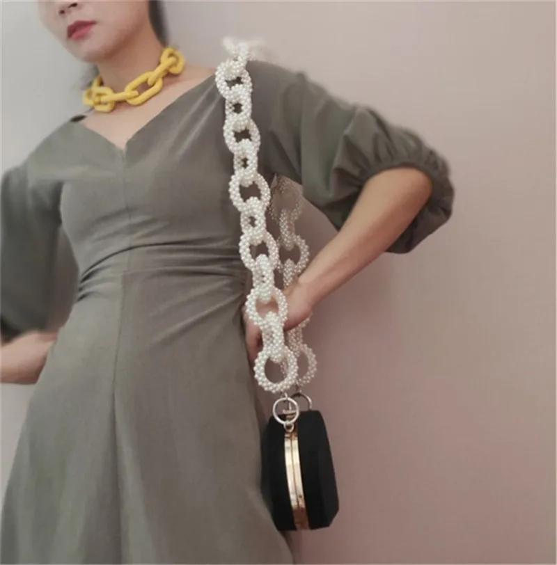 

2020 fashion abs pearl hand weaving catwalk bag chain chain