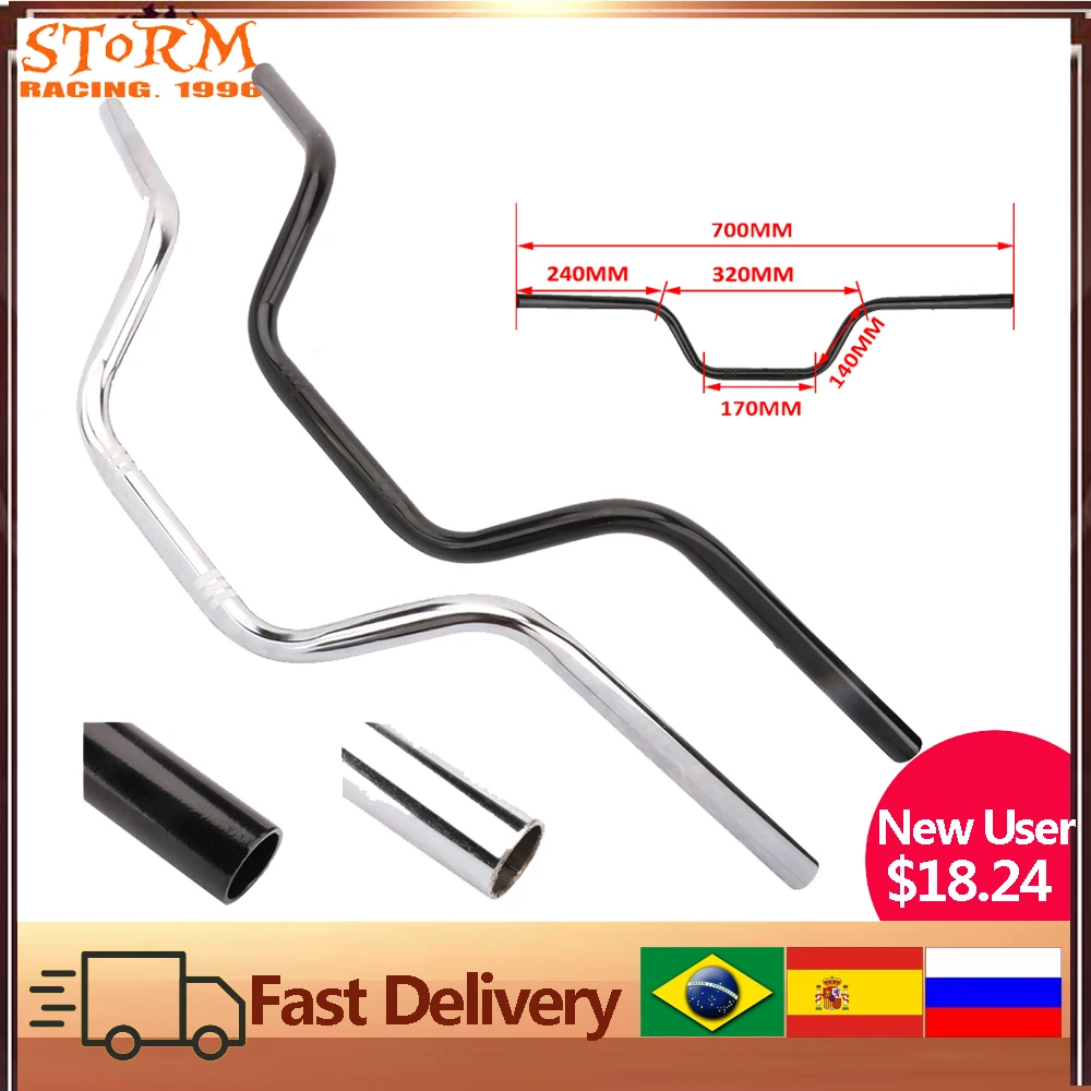 Motorcycle 22mm*700mm Black Chrome Retro Drag Handle Handlebar Bar Steering Wheel For Harley Honda Yamaha Sportster Cafe Racer