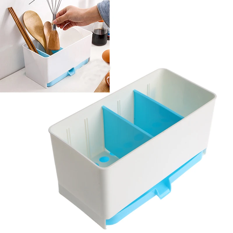 Utensils Holder Rack Candy Sponge Basket Wash Dry Shelf Cutlery Drainer Sink Tidy Organizer Kitchen Tools Storage Organizer