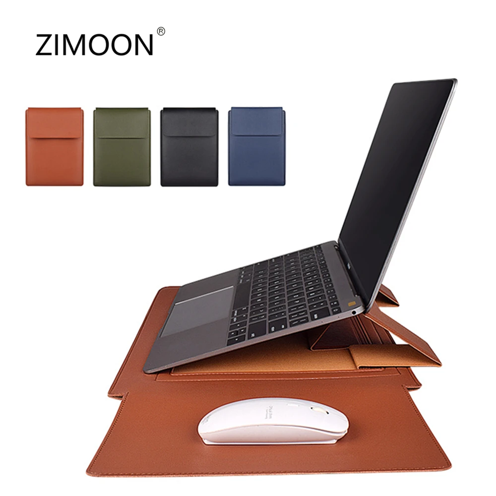 PU Leather Case for Macbook Air Pro 13/14/15 inch Laptop Sleeve Bag with Stand Notebook Handbag Briefcase with Mouse Pad