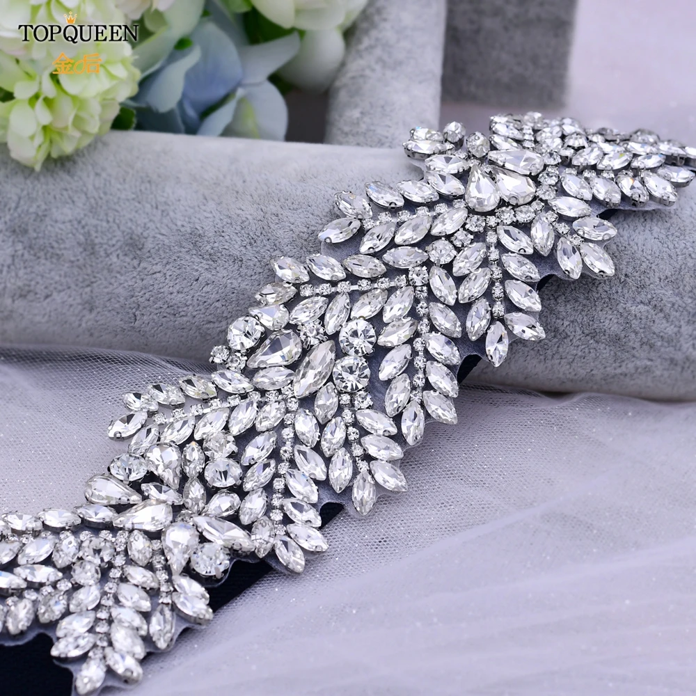 TOPQUEEN S420-B Fashion Rhinestone Belts For Women Elastic Black Waist Belts Ladies Handmade String Crystal Beads Elastic Belt