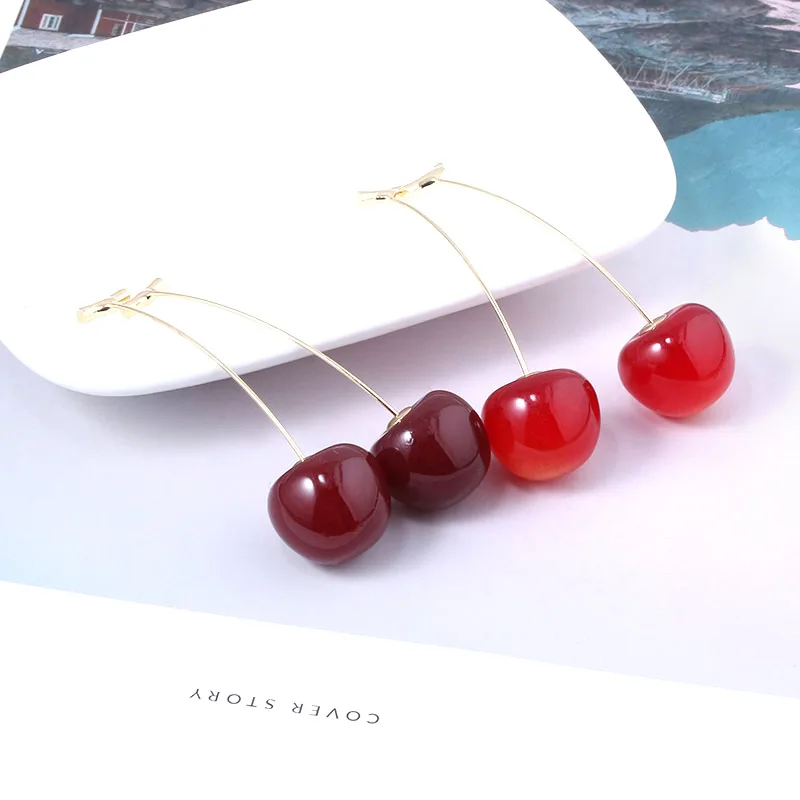 Anime JoJos Bizarre Adventure Earrings Kakyoin Noriaki Rohan Kishibe Cherry Drop Earrings for Women Men Cosplay Ear Clip Jewelry