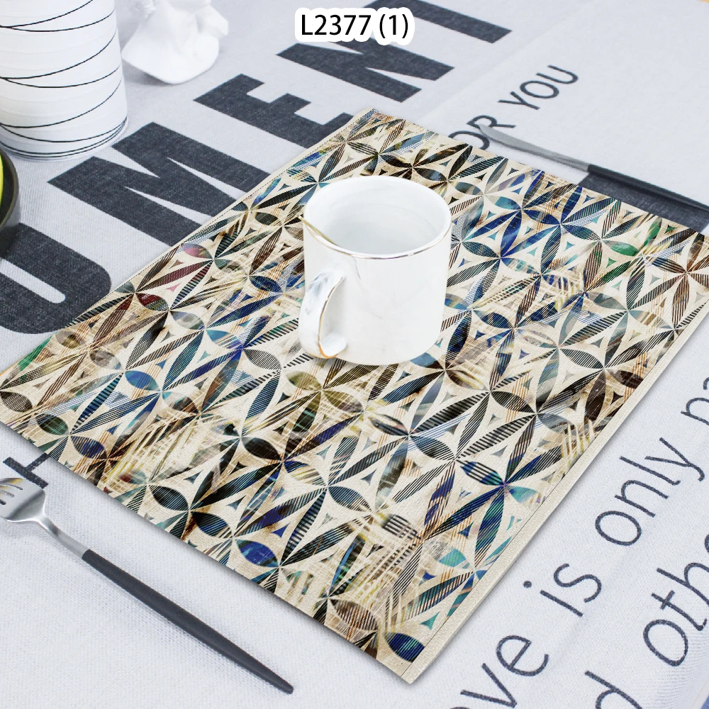 

Line Pattern Geometric Printing Terry Cloth Home Decoration Table Mat Cloth Tea Coaster 42*32 Servilletas Placemats For Table