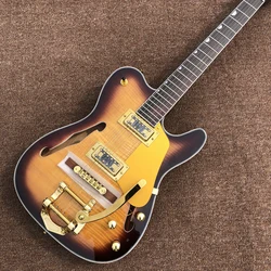 High Quality Electric Guitar,Rosewood Fingerboard,Jazz Hollow Body,Maple Top,Gold Hardware,Free Shipping