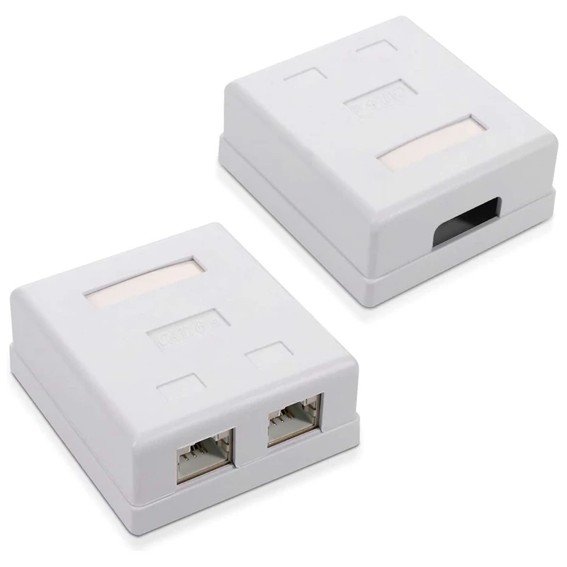 RJ45 Network Socket - Shielded Surface Mounted Double Wall Socket with CAT6A Ethernet LAN Cable Port for Network Cable