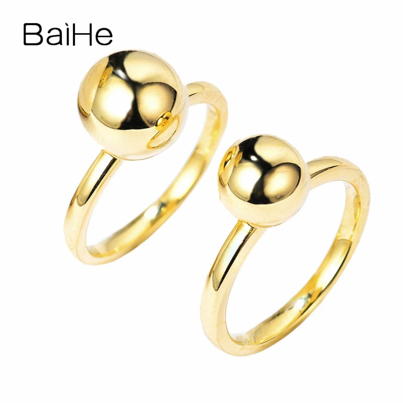 

BAIHE Solid 14K Yellow Gold Wedding Engagement Women Trendy Fine Jewelry Beautiful Round Gift Ring