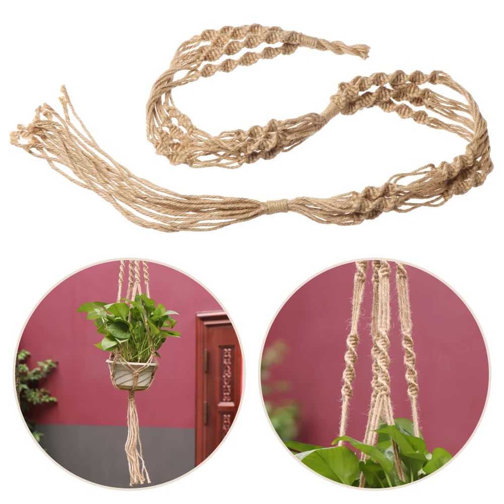 Vintage Macrame Flowerpot Hanging Rope Plant Hanger Flower Pot Holder Handmade Knotted Hanging Basket Rope Wall Decor Art