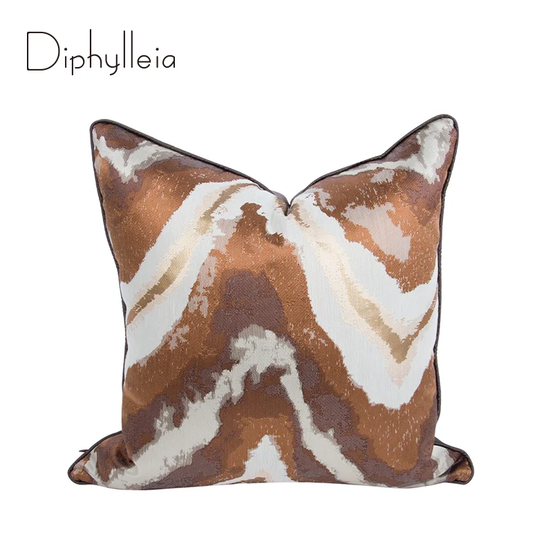 

Diphylleia Brown Gold Cushion Cover Modern European Style Abstract Luxury Pillowcase For Villa Model Room Hotel Living Room Sofa