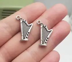 20pcs/lot--24x15mm Antique Silver Plated The Harp Charms Musical Pendants DIY Supplies Jewelry Making Findings Accessories