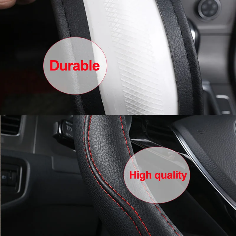 HuiER Car Steering Wheel Cover D Shape For Volkswagen VW Passat 2016 2017 2018 VW Tiguan 2014-2017 2018 VW e-golf 2015-2017 2018