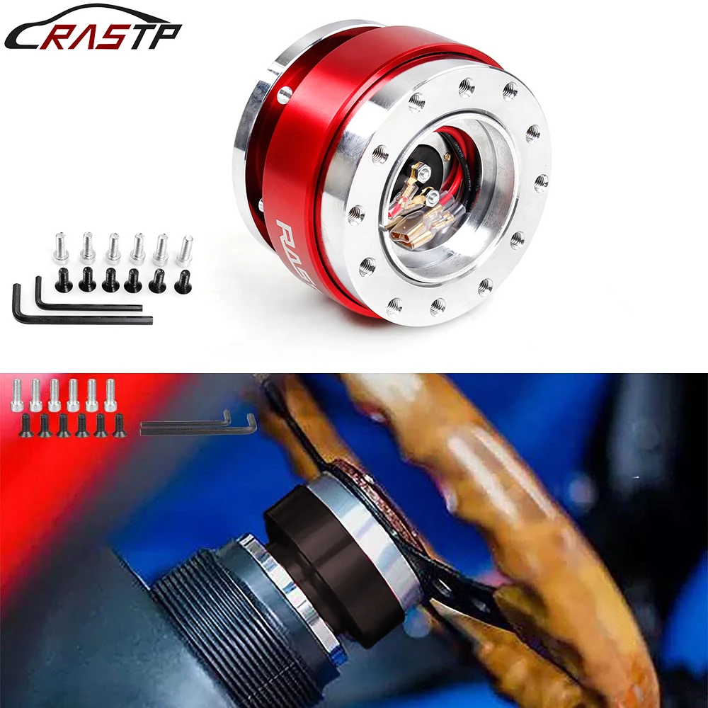 

RASTP-Universal Aluminum Ball Bearing Detachable Red Steering Wheel Quick Release Extension Hub Dodge Multicolor RS-QR030