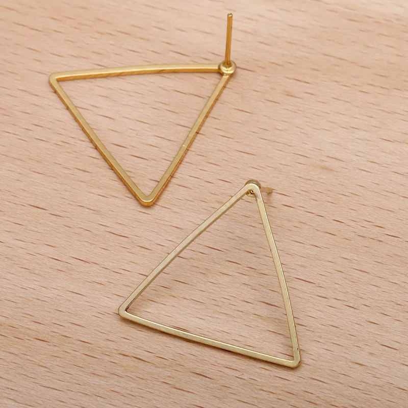 

200pcs Gold Plated Earrings Post Triangle Round Drops Geometry Stud Earrings Connectors For Women Fashion Earrings Jewelry