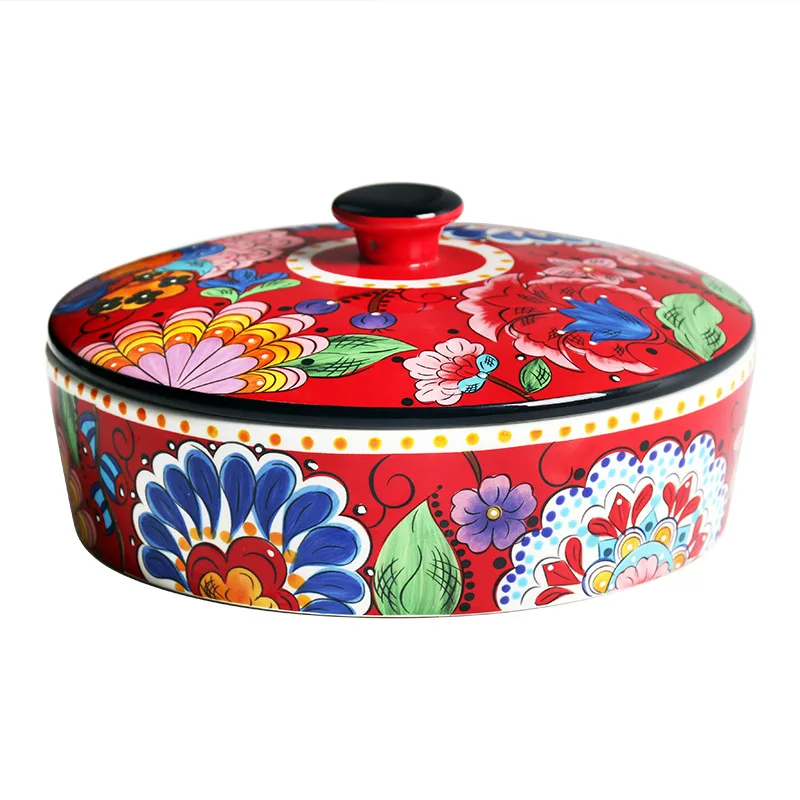 

1.5L creative bowl fruit salad bowl household tableware large covered Soup Bowl Ceramic baked rice bowl European style home furn