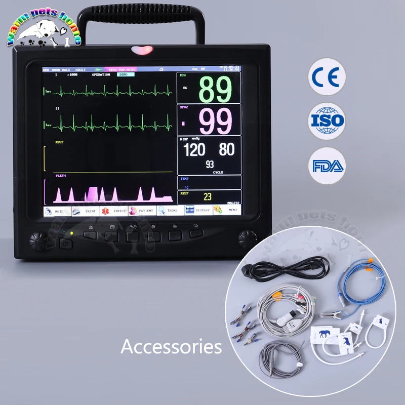 

12.1 Inch Portable Vital Signs Veterinary Patient Monitor for Pet Parameter Clinic Animal Monitor Veterinary Equipment