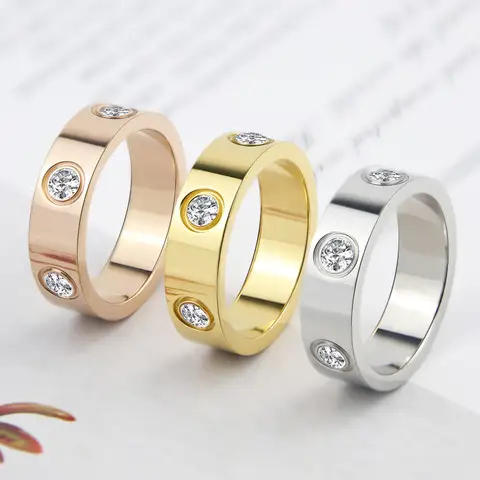 Luxury 6 Crystal Love Ring for Women MOIKAMA