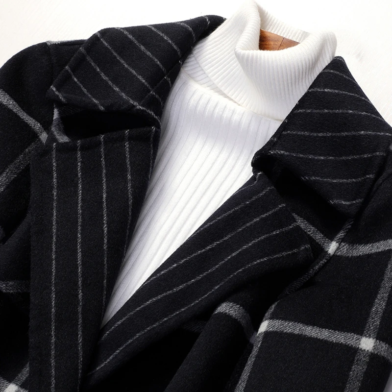 Winter Coat Women 90% Wool Long Jacket Female Autumn Korean Elegant Plaid Coat Ladies Casual Cashmere Woolen Coats MN8866