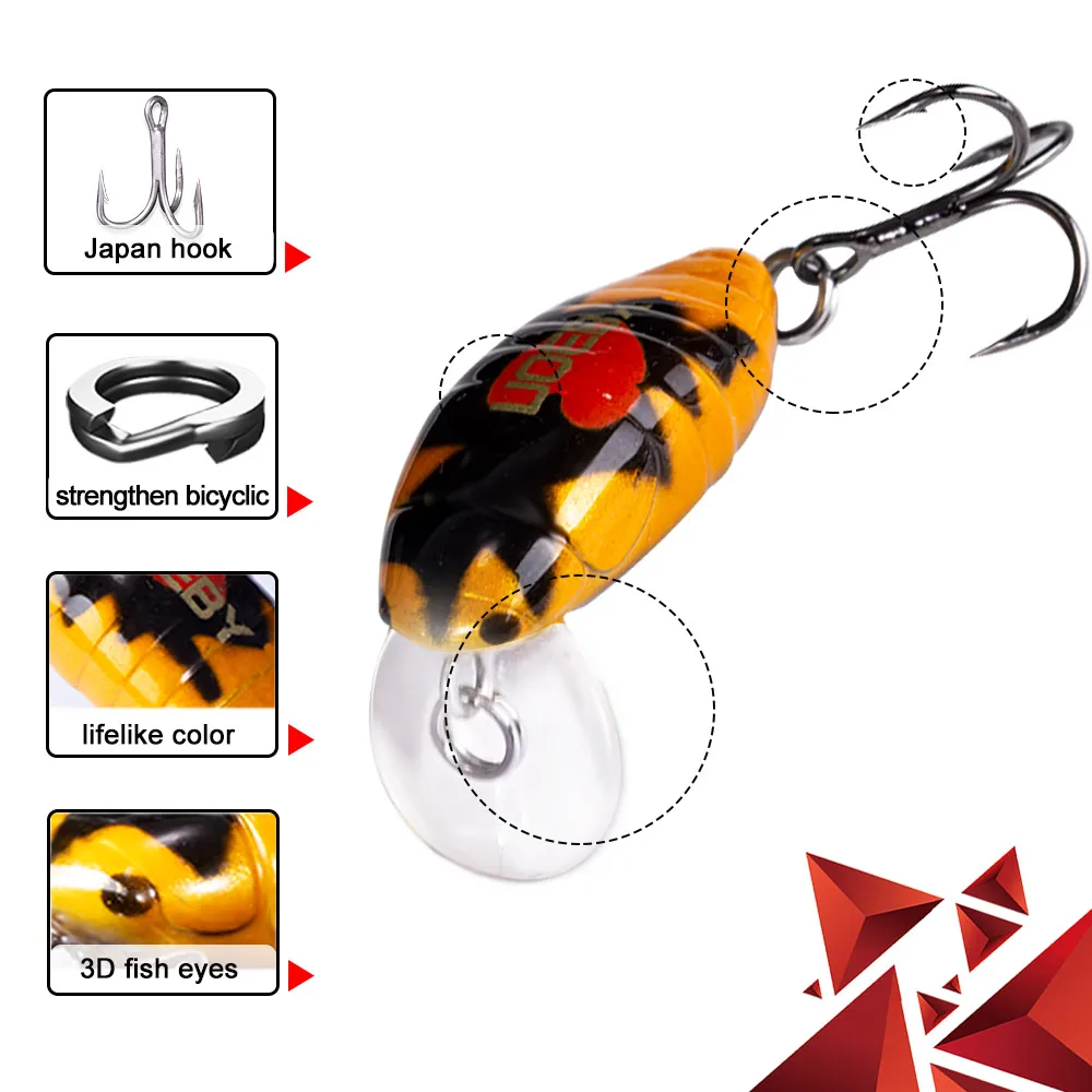 Noeby Crankbait 28mm 2g Floating 0-0.6m Cranking Fishing Lure Artificial Insects Para Pesca Leurre Peche Crank Baits Minnow