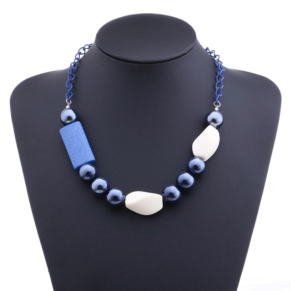 Women\'s Acrylic Beads Necklace for Women Beaded Necklaces & Pendants Wood Statement Necklace Jewelry for Gift to a Woman MX052