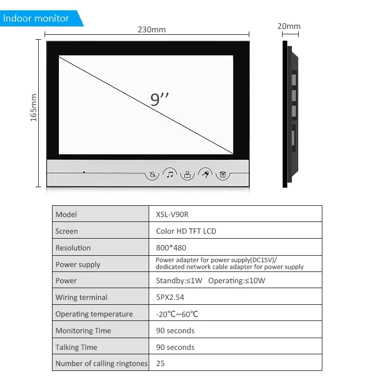 9 inch Home Video Interphone Doorphone Bell Kits Home Families Door Inductive Card Camera with 2 / 3 Monitor Intercom Systems