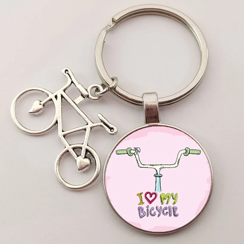 Cute Cute I Love Bicycle Keychain High Quality Retro Bronze Silver Plated Bicycle Sports Men and Women Jewelry Gifts